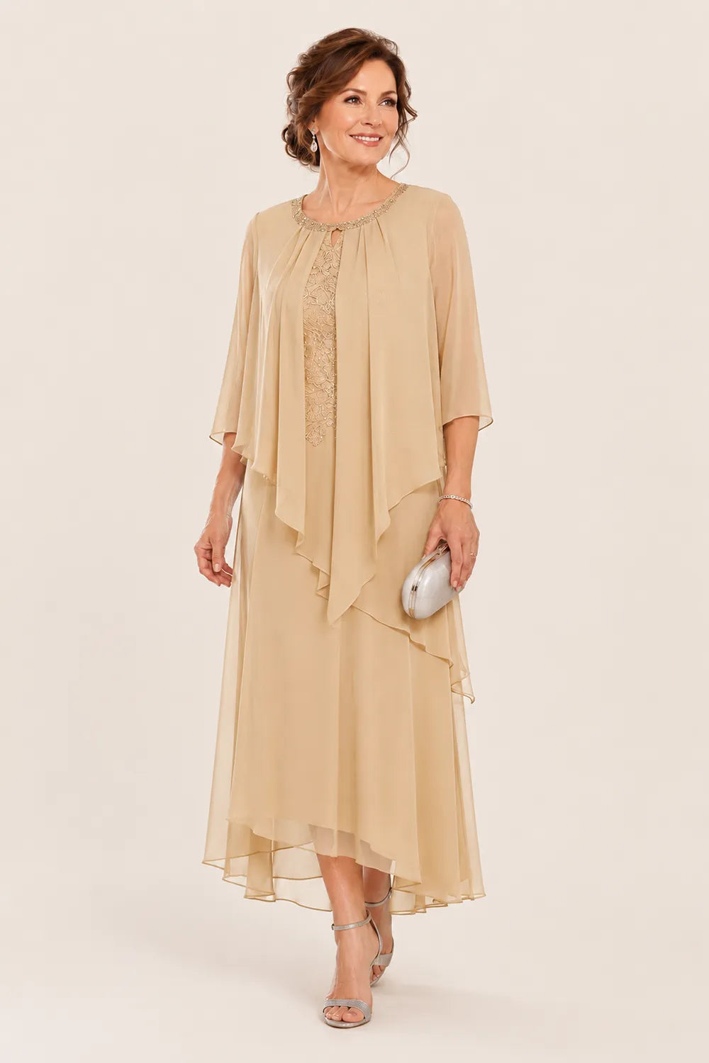 Genevieve Draped Overlay Midi Dress