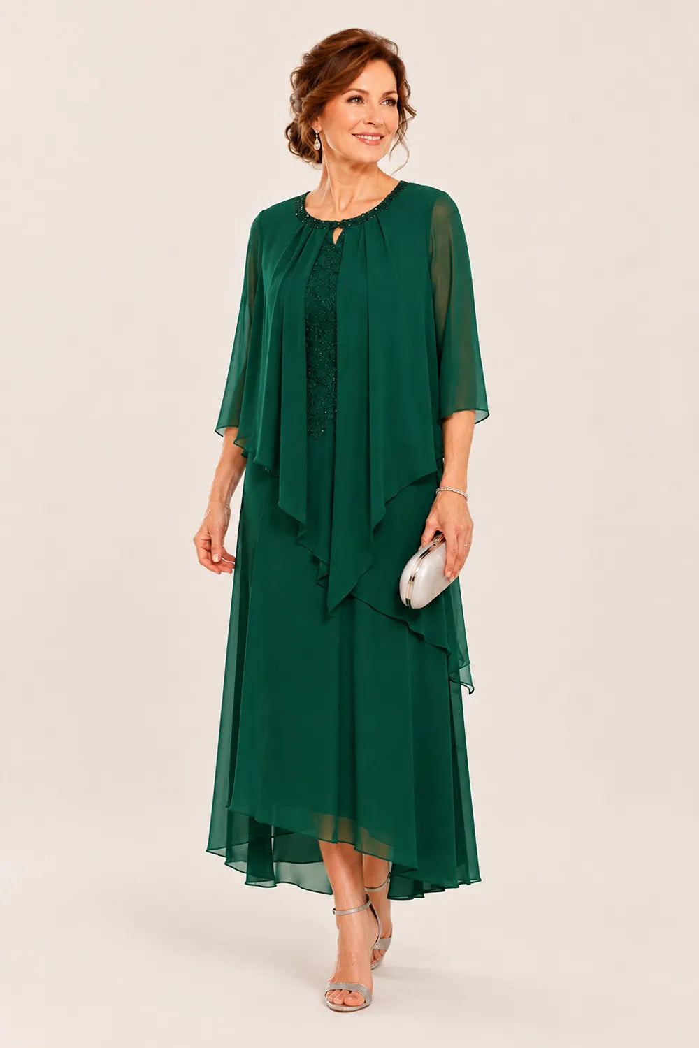 Genevieve Draped Overlay Midi Dress