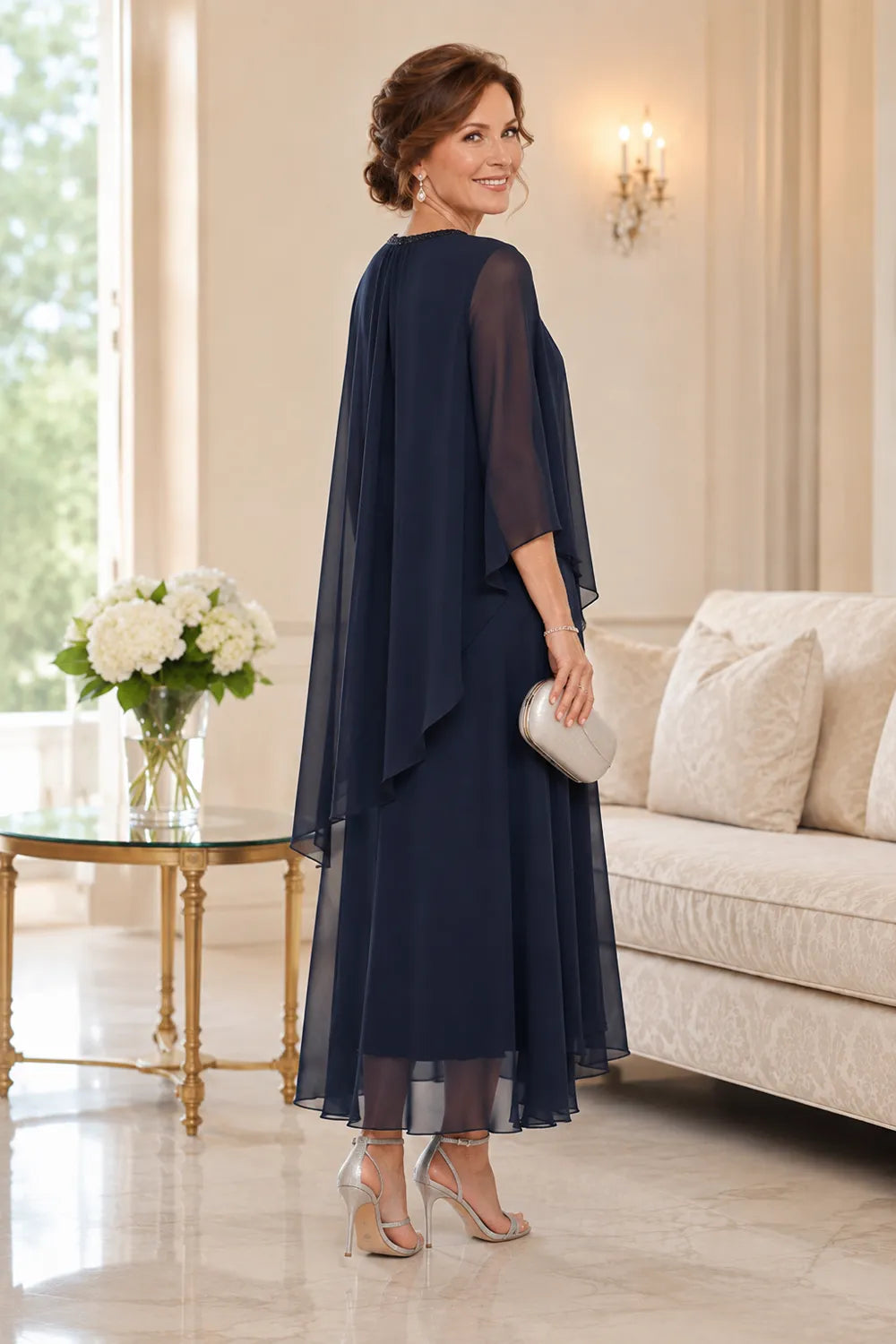 Genevieve Draped Overlay Midi Dress