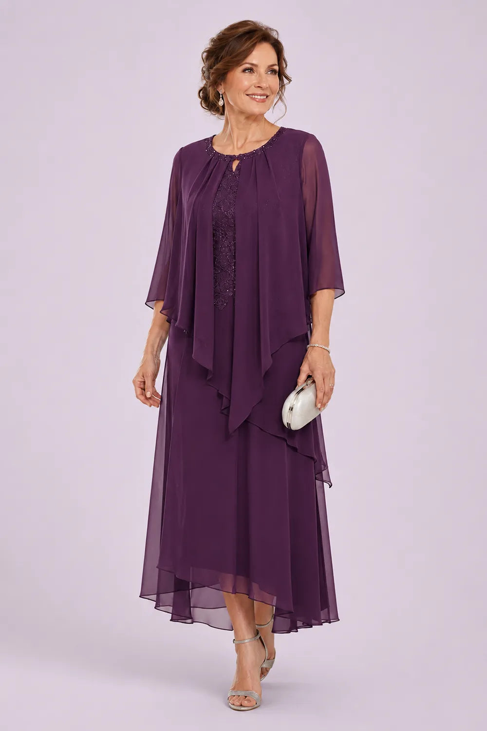Genevieve Draped Overlay Midi Dress