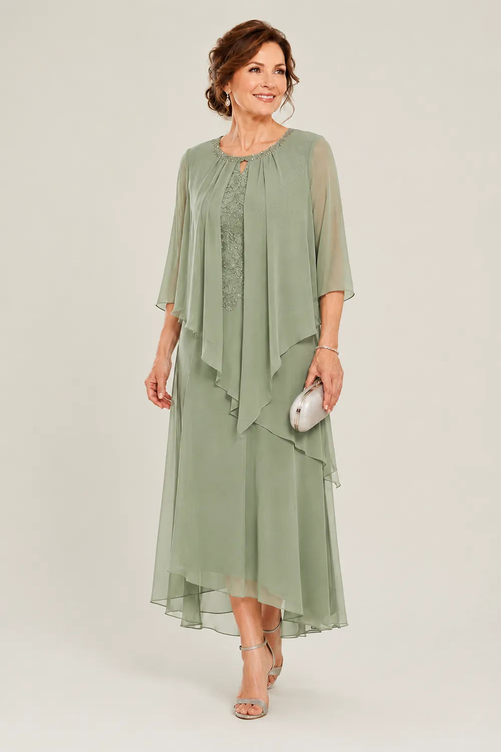 Genevieve Draped Overlay Midi Dress