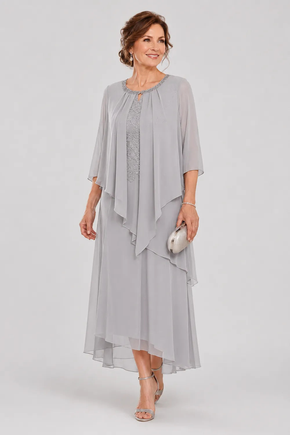 Genevieve Draped Overlay Midi Dress