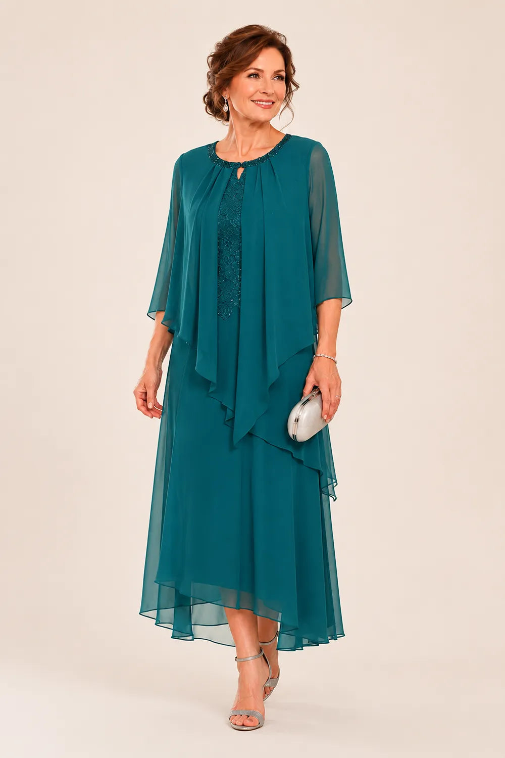 Genevieve Draped Overlay Midi Dress