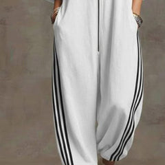 Sporty Striped Zip-Up Jumpsuit