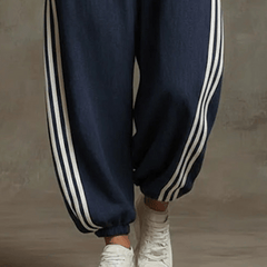 Sporty Striped Zip-Up Jumpsuit