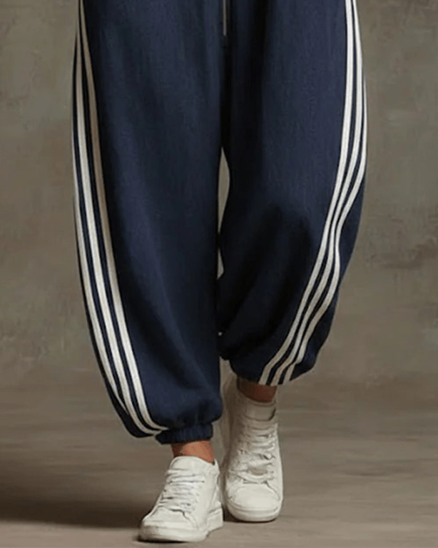 Sporty Striped Zip-Up Jumpsuit