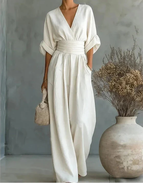 Daniela | Elegant V-neck Jumpsuit with Wide Leg
