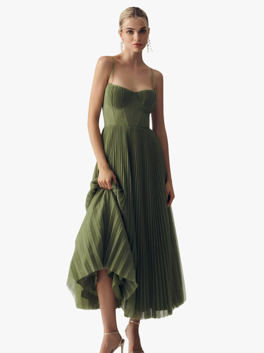 Structured Corset Midi Dress for Women