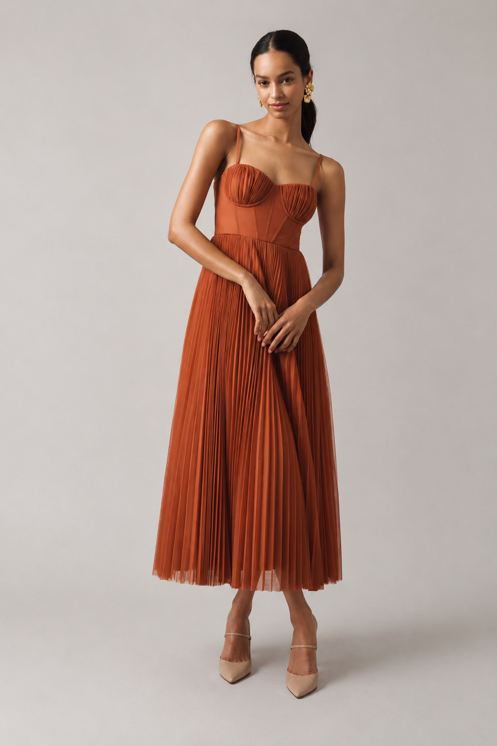 Structured Corset Midi Dress for Women
