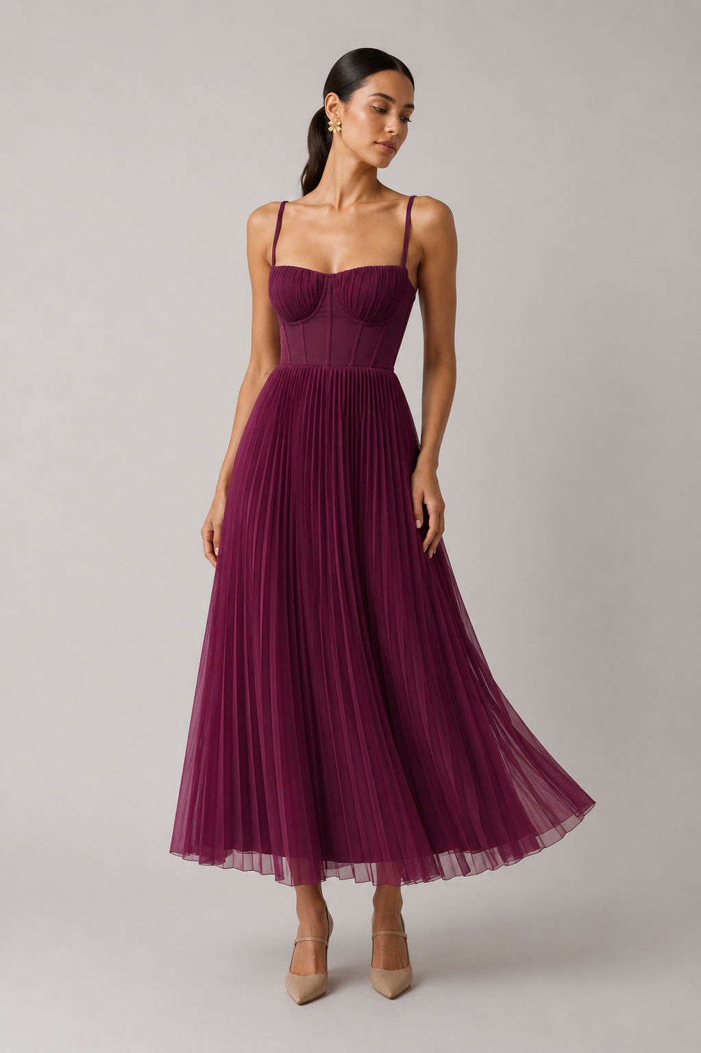 Structured Corset Midi Dress for Women