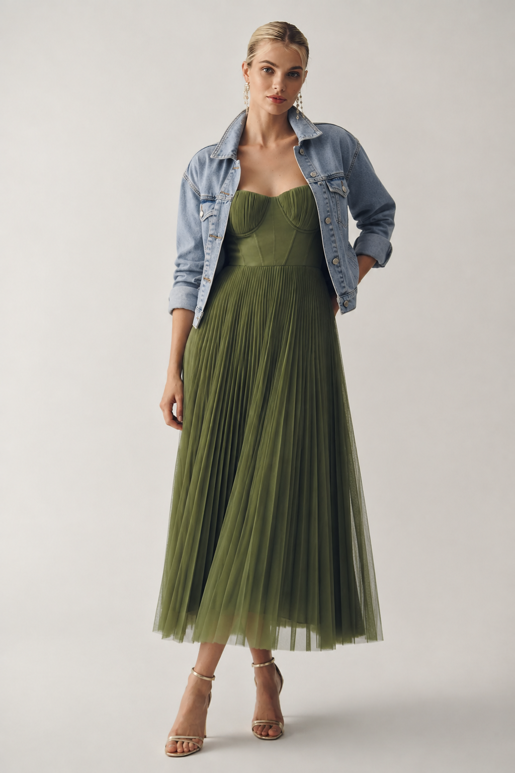 Structured Corset Midi Dress for Women