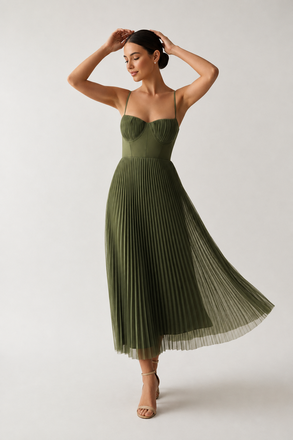 Structured Corset Midi Dress for Women