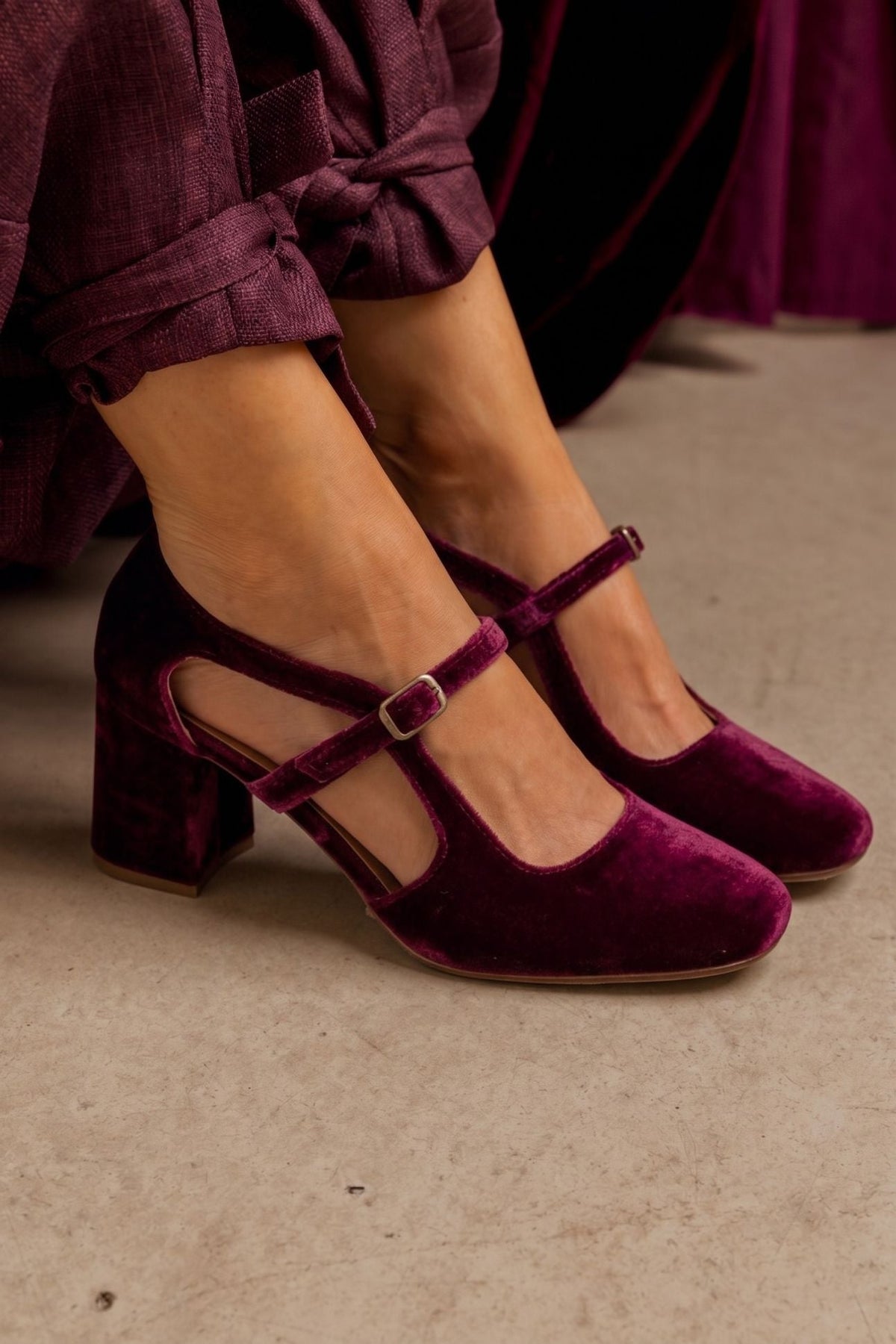 Sandra Burgundy Heels