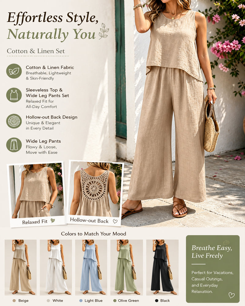 Crochet-Back Pants Set