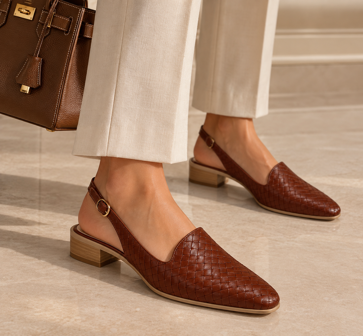 Lily | Woven Slingback Loafers