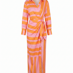 Women's Dress | Leaf Print Maxi Wrap V-Neck