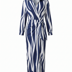Women's Dress | Leaf Print Maxi Wrap V-Neck