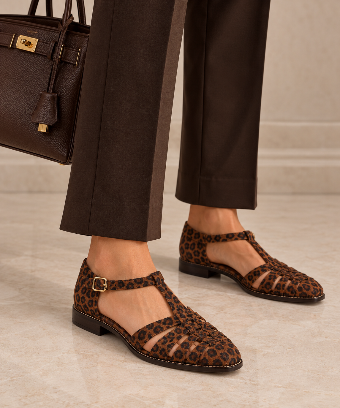 Sabine Leopard Print Woven Fisherman Sandals