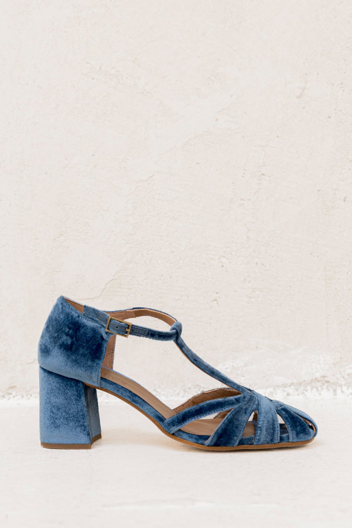 Hannah | Indigo T-Bar Block Sandals