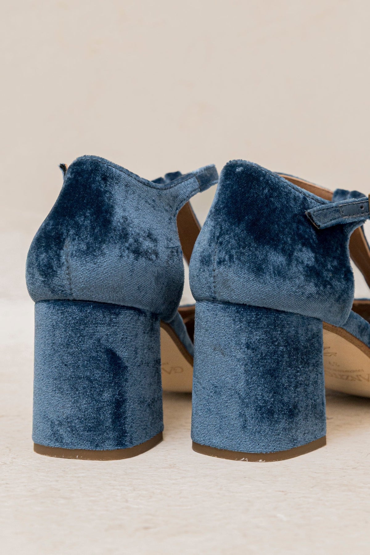 Hannah | Indigo T-Bar Block Sandals