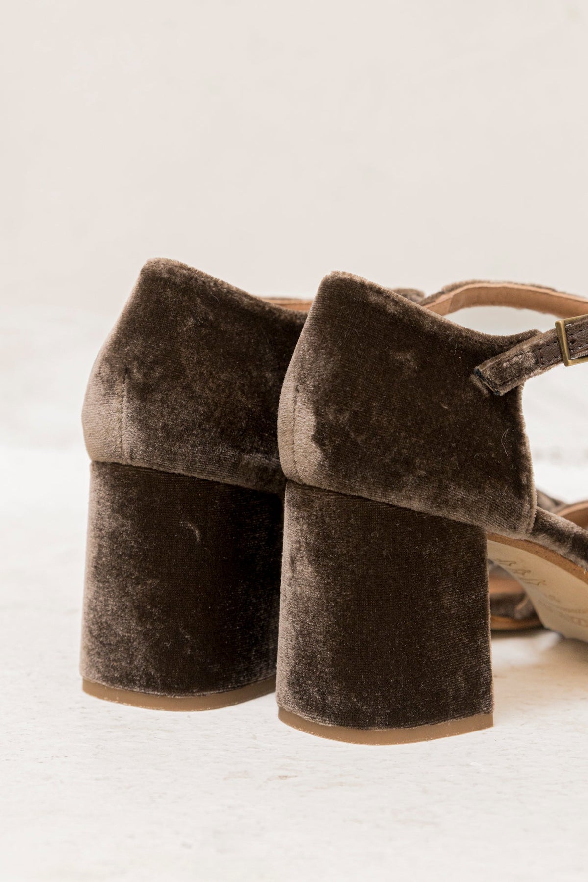 Roberta Brown Velvet Heeled Sandals – 6.5cm Heel
